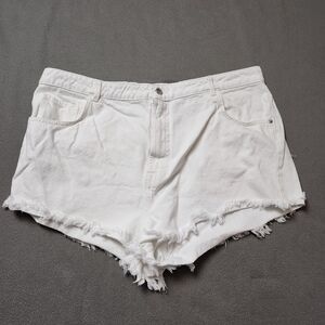 Primark White Denim Frayed Hem Jean Shorts